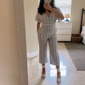 Blue striped jumpsuit
